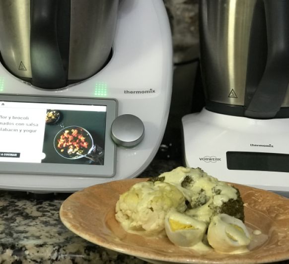 Coliflor y brócoli gratinados con sala de calabacin y yogur